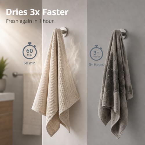 Natural Linen Bath Towel - 30x60 Inch Quick Dry Waffle Weave Hair Towel - Bath Towel / Natural Linen
