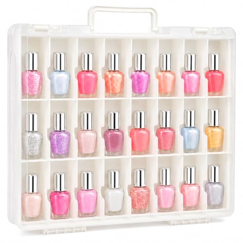 White 48-Slot Nail Polish Organizer Case for Gel & Regular Polish - 150 Count