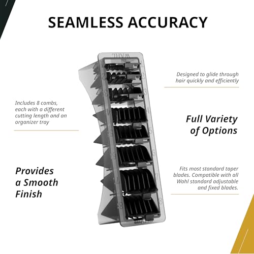 Wahl Professional Hair Cutting Guides Set 1/8” to 1” Black Model 03170-500