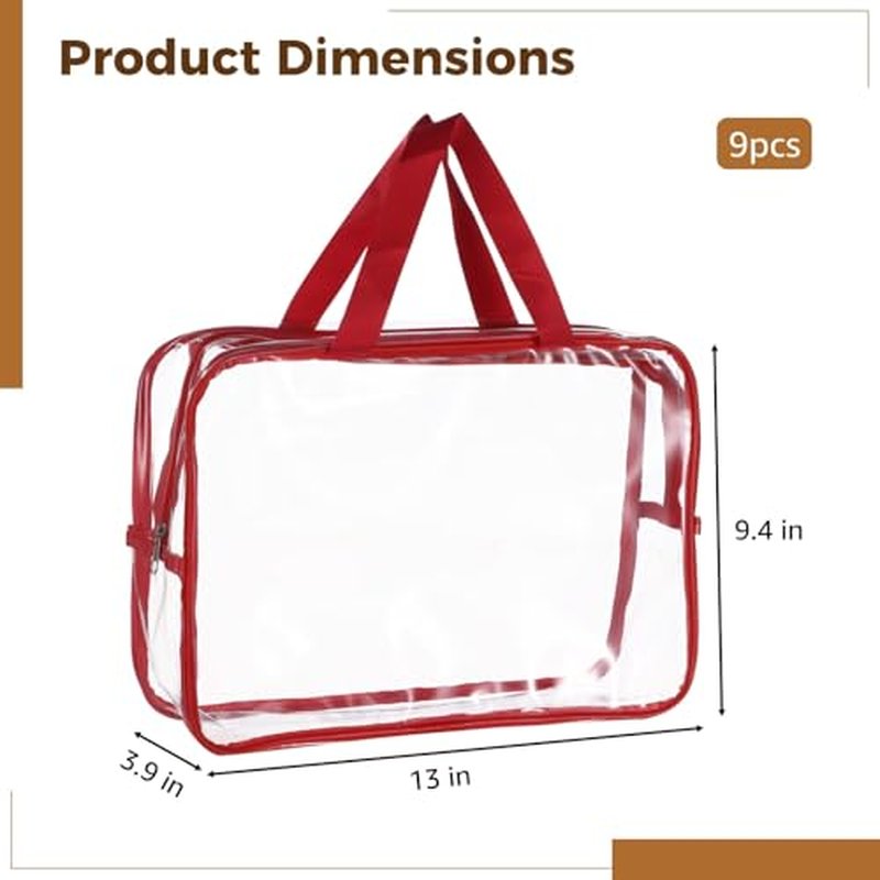 9PCS PVC Organizer Bags, Clear Waterproof Toiletry Organizer Bag with Zipper and Handle, Storage Bags for Building Blocks, Puzzle and Handmade Accessories (9PCS)