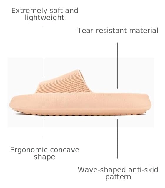 Rosyclo Cloud Slippers for Women and Men Peach 11.5-12 Women / 10-10.5 Men Cushioned Thick Sole Slides