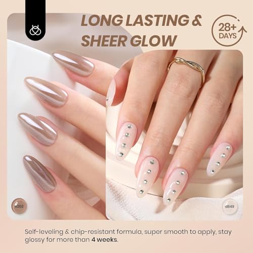 Beetles Nude Gel Nail Polish Set - 6 Colors Neutral Nude Jelly Gel Nail Polish Kit Sheer Transparent Effect Soak Off UV DIY Dusky Mocha French Nail Art Manicure Gifts for Women