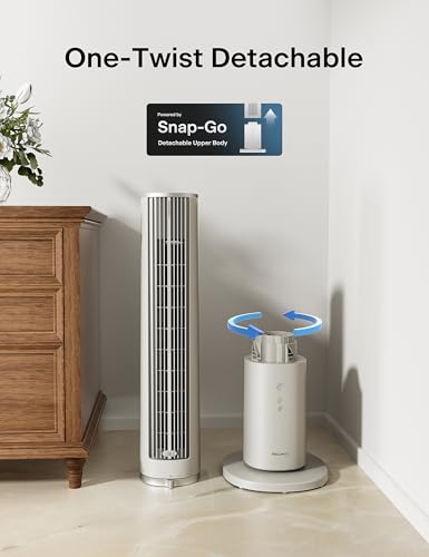 Pelonis 40-Inch Oscillating Tower Fan with Remote Control - Khaki, Ultra Easy-Clean