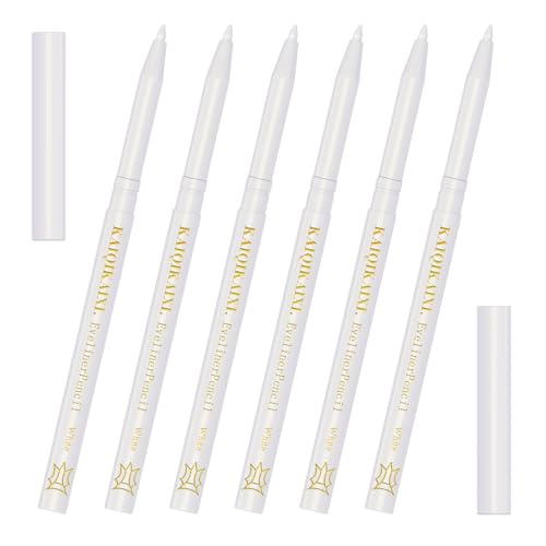 KAIQIKAIXI 6 White Eyeliner Pen, Eyebrow Eye Shadow Pencil, Lip Line Pen, Eyelid Pad, Pencil Makeup Set Tool