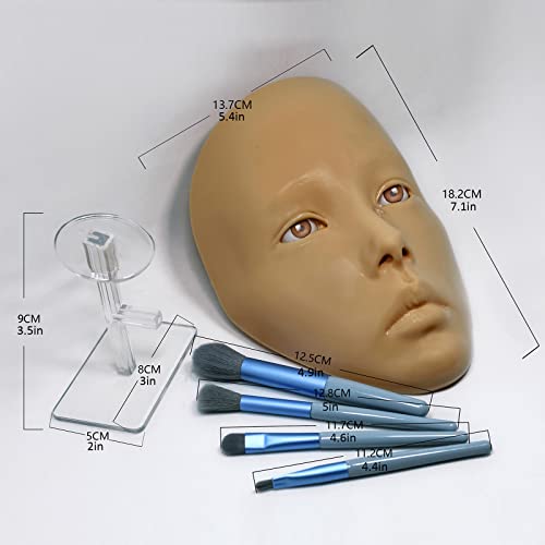 Full Face Makeup Practice Board Silicone Mannequin with Eye & Lip Details - Golden Wheat