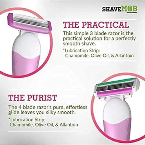 ShaveMOB 3-Blade Women's Razor Kit (Flex Head Handle + 24 Refills) - The Practical Shaving Kit