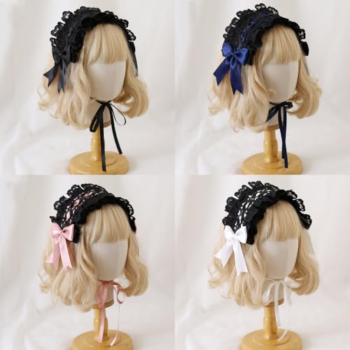 Women's Lolita Headband Black Lace Maid Hair Accessory for Cosplay & Parties - Blue Variation