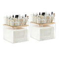 Clear 2 Pack Disposable Facial Towel Holder & Cosmetic Organizer with Bamboo Lid