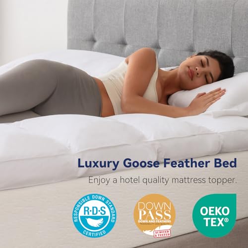 White 3-Inch Goose Feather Mattress Topper Twin - Thick Pillow Top