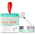 Patchology Gift Set - Depuffing Under Eye Masks & Facial Roller Duo ? Caffeine & Hyaluronic Acid Collagen Under Eye Patches for Puffy Eyes, Dark Circles & Wrinkles, Holiday Gift Skincare - 15 Pair Jar