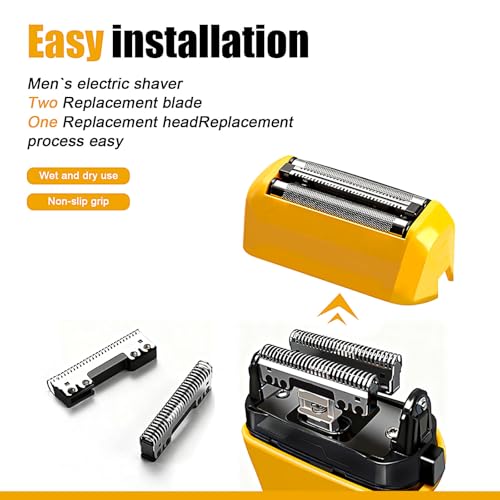 Audoc Yellow 2-Pack Replacement Foil Heads for Wahl 7061 Series Shavers - Water-Washable & Precision Trimmer