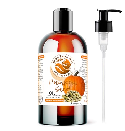 Bella Terra Oils Natural Pumpkin Seed Oil 16oz - Pure Cold-Pressed Skin Nourishment