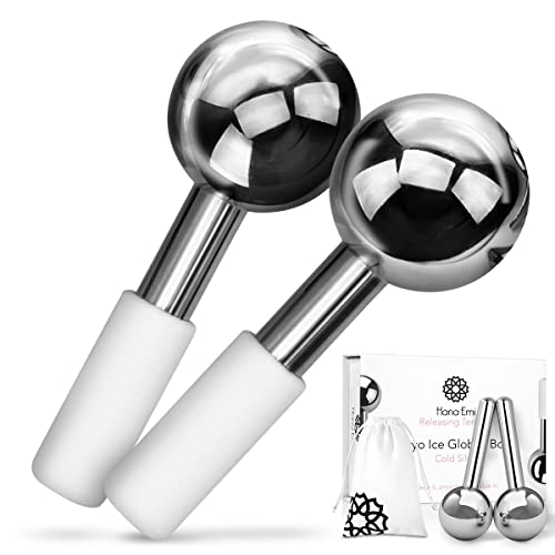 Facial Rejuvenation Set: Silver Ice Globes and Gua Sha Tool for Face and Body - 2-Piece Cryo Globes for Cooling Facial Massage and 4-Piece Bian Stone Gua Sha Tool for Skincare Routines