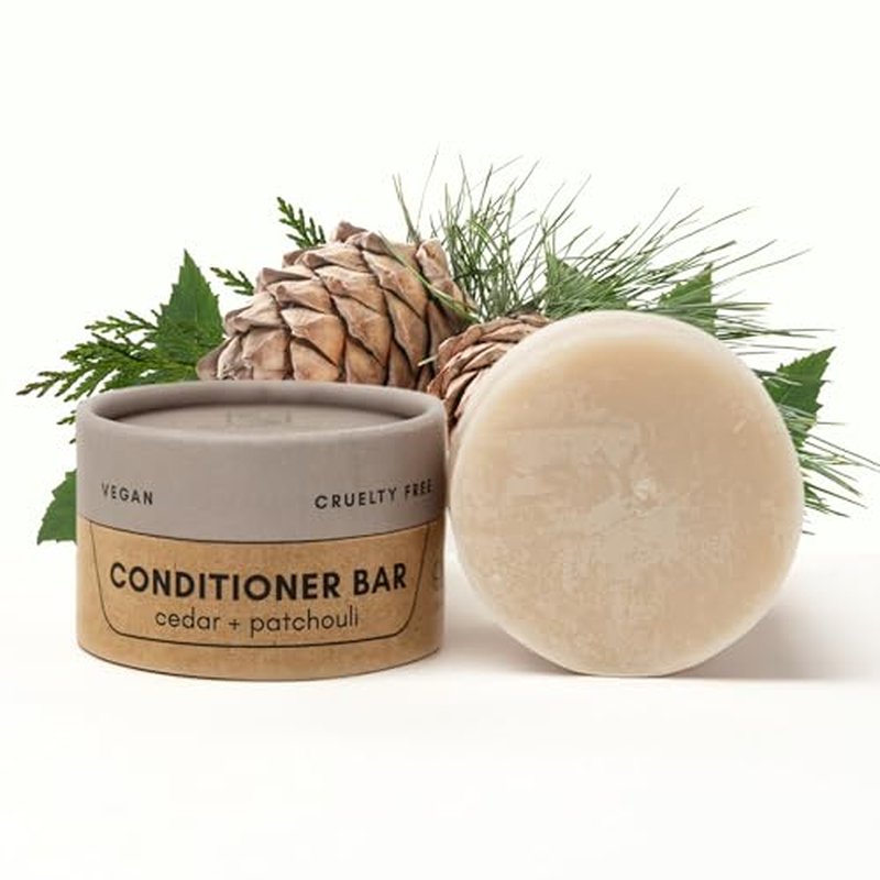 Conditioner Bar | Cedar + Patchouli | Eco-friendly Conditioner with Travel Container | Natural Salon Quality Conditioner, Zero Waste & Plastic Free¡¦