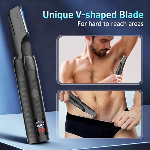 Men's Waterproof Body Grooming Kit with V-Shaped Trimmer - Black