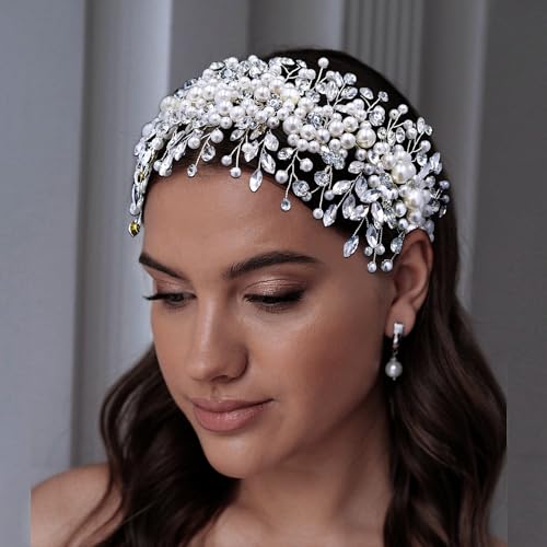 Pearl and Rhinestone Bridal Headpiece Wedding Headband Elegant Hair Accessory