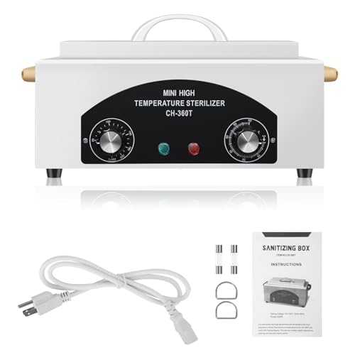 High Temperature Metal Tool Cleaning Box, 110V 300W 1.5L with Timer Manicure Pedicure SPA Salon Barber Equipment for Sundry Beauty Hair Nail Metal Tools with Handle