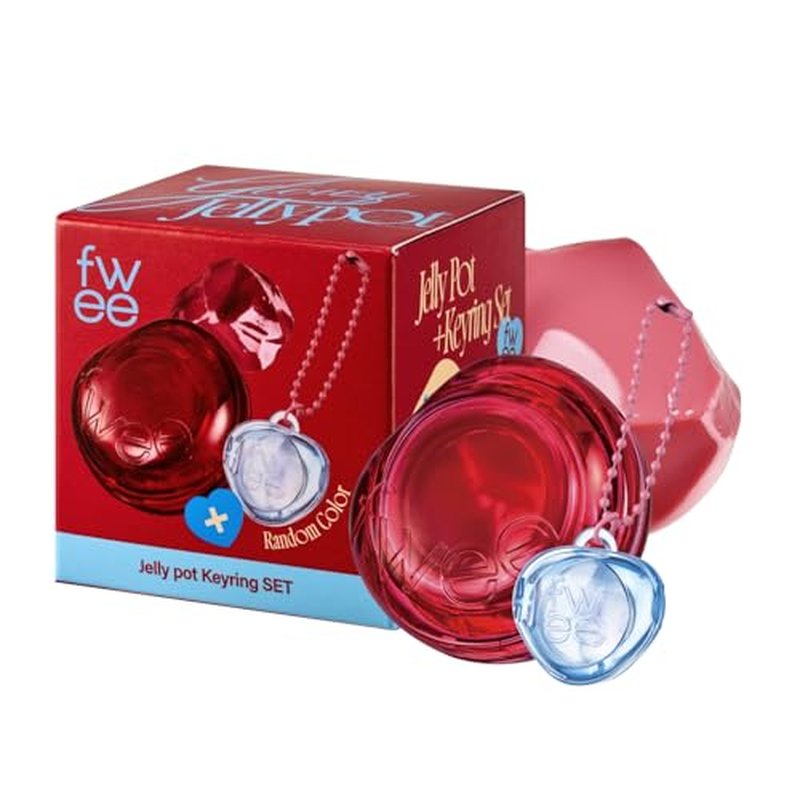 fwee Glowy Jelly Pot + Keychain SET | Dewy Jelly Lip & Blush Color, Tinted Glow Jelly Balm, Dewy Buildable Finish ? Mellow Mango (Natural Coral) | 0.14 oz