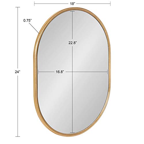 Kate and Laurel Mid-Century Gold Oval Mirror 18x24 - Entryway & Living Room Decor