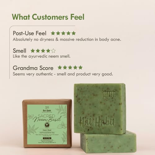 Natural Neem Basil Handmade Cold Process Soap Twin Pack - 125g