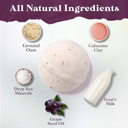 Purple Canyon Glowing Goat Bath Bombs for Sensitive Skin - Handmade, Fragrance-Free, 2.5-inch Soothing Bath Additive