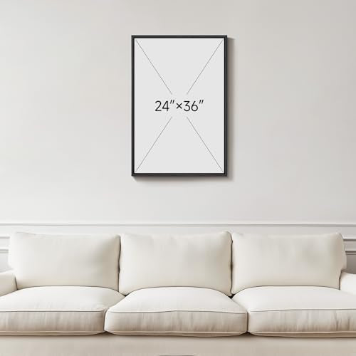 Cuspin 36x24 Inch Modern Abstract Wall Art Frame - Black, White, Brown Geometric Design