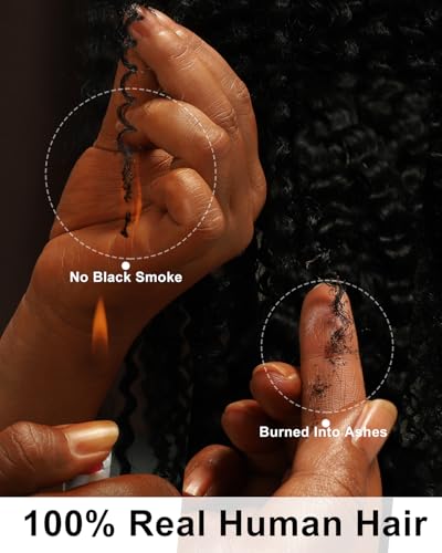 BEEOS Human Crochet Hair 16 Inch Natural Black Kinky Curly 40g Pre-Separated Knotless Extensions