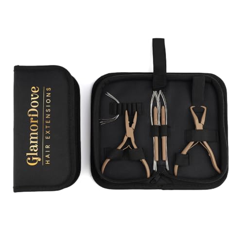 Microlink Hair Extension Pliers Kit with Brown Variation - Beading & Bead Closer Tools
