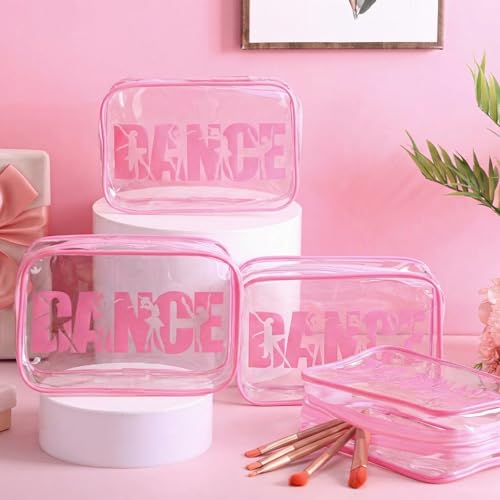 Kacctyen 24 Pack Pink PVC Dance Makeup Bags with Clear Waterproof Design