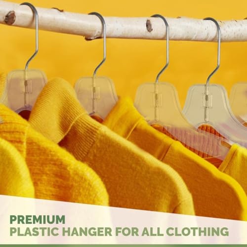 100 Pack Clear Plastic Shirt Hangers - Durable Closet Organization