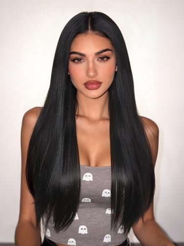 Black 13x4 Synthetic Lace Front Wig Long Straight Hair for Women