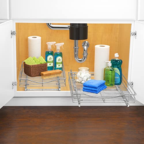 LYNK PROFESSIONAL Chrome Pull Out Cabinet Organizer 14x21 Inch Kitchen Drawer