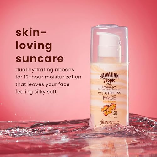 Hawaiian Tropic Sheer Touch Lotion Sunscreen SPF 50, 8oz | Hawaiian Tropic Sunscreen SPF 50 & Weightless Hydration Lotion Sunscreen for Face SPF 30, 1.7oz