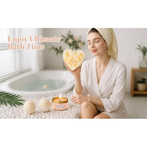 Birthday Gifts for Women Self Care Get Well Soon Gifts, Vanilla Coconut Relaxing Spa Basket Care Package, Unique Gifts for Mom, Sister, Wife, Girlfriend, Grandma