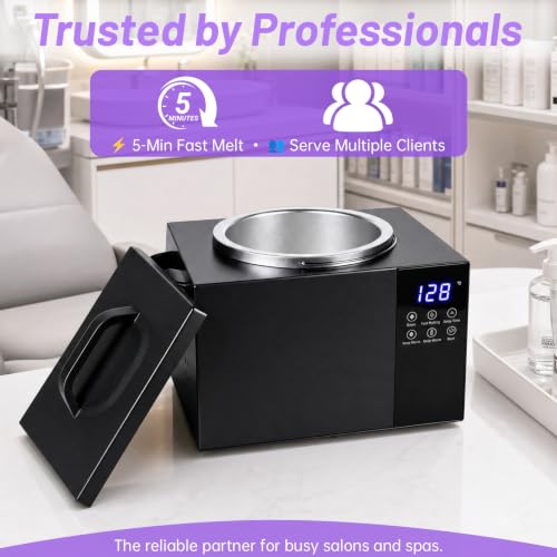 HomdMarket 1.5L Digital Wax Warmer for Hair Removal - Black (No Silicone Bowl)