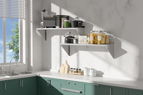 SWOTCATER 2-Pack 12x48 Stainless Steel Wall Shelves - Heavy Duty, Easy Install
