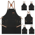 Genixart Kitchen Aprons Men Women 6 Pack Black - Waterproof Cooking & BBQ Aprons