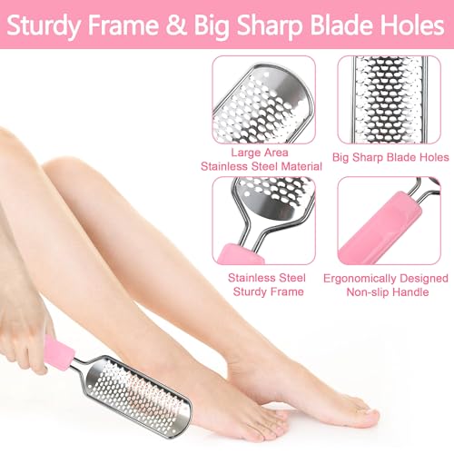 OWIIZI Back Scrubber Brush for Shower & Foot Scraper Callus Remover Set, Body Bath Brushes Long Handle Skin Exfoliator for Men Women Wet Dry Use, Foot Grater for Dead Skin Foot Scraper Pedicure Tools