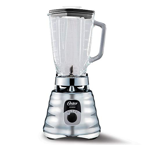 1.25L Chrome Blender with 3 Speed 700W Motor, Durable Glass Jar - Oster