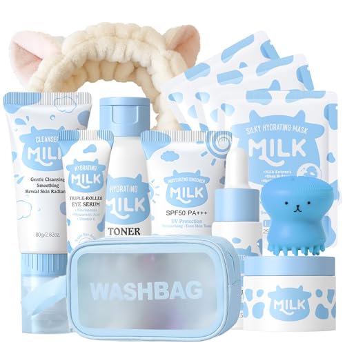 Kids Skincare Gift Set - 12 Piece Milk Facial Care Kit for Girls 8-12