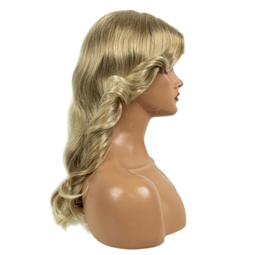 Feathered Wigs for Women - Blonde 70s Vintage Farrah Fawcett Style Long Synthetic Wig for Party Cosplay