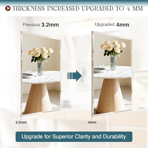 36x30 Inch Frameless Beveled Wall Mirror - Tempered Bathroom Vanity Mirror