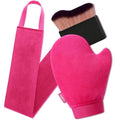 3 Pcs Streakless Self Tanning Mitt - Leakproof-lined Self Tanner Mitt, Black Self Tanning Brush for Self Tan Mitt Applicator, Self Tanner Brush, Back Tanning Applicator, Tanning Glove for Lotion,Cream
