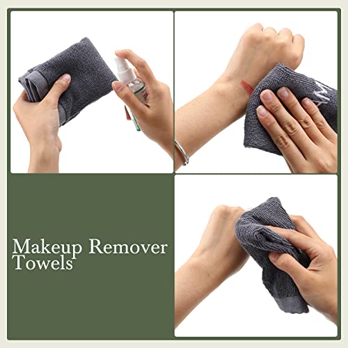 Riakrum 50 Pcs Grey Cotton Makeup Towels Washcloths Bulk 10x10 Inches