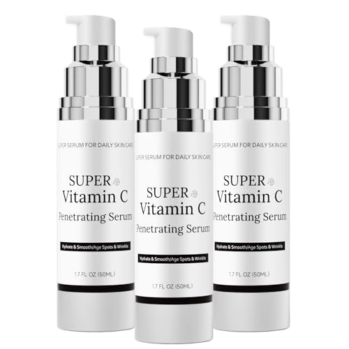 Super Vitamin C Serum for Women Over 70, Vitamin C Serum for Face, All-In-One Hydrating, with Hyaluronic Acid Vitamin E Smooths Fine Lines for Neck Face, 50ML, 3 Packs