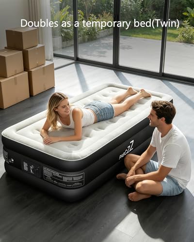 Black Twin Air Mattress with Built-in Pump, 18-Inch Height, Supports Up to 500 lbs