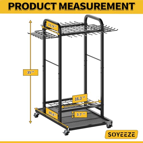 Garden Tool Organizer Cart with Lockable Wheels & 35 Slots