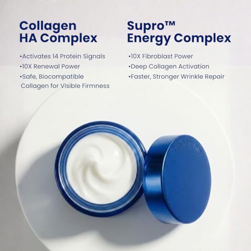 Hyaluronic Acid Moisturizing Cream with Collagen - Anti-Aging Face Cream for Deep Hydration, Wrinkle Reduction & Firming - With Supro-Energy Complex, For Sensitive Skin