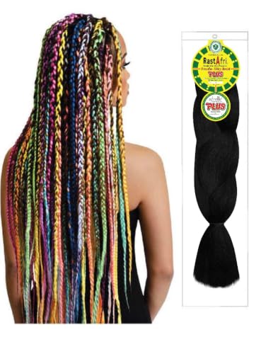 RastAfri AFB Silky Synthetic Braiding Hair Extensions - Black #1 3 Pack