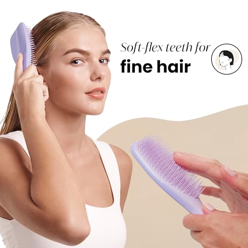 Tangle Teezer | The Fine & Fragile Wet Detangler Hairbrush | Soft Flex Teeth for Less Breakage | Ideal for Thinning Hair, Color-Treated & Sensitive Scalps | Comfort Handle | Hypnotic Heather
